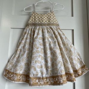 Girls gold and white dress